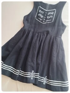 mezzo piano solid pattern vintage formal black dress Japan 150cm lolita girl - Picture 1 of 16