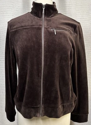 Lauren Ralph Lauren Jacket Womens Petite Large P/L Brown Velvet Velour - Image 1 of 4