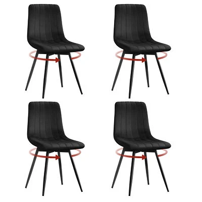 4er Set Esszimmerstuhl Drehstuhl Samt Küchenstuhl Polsterstuhl Essstuhl Schwarz - Bild 1 von 4