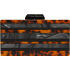 resin box CLUTCH BAG amber leopard + silver stripes + shoulder chain chic! bnwt