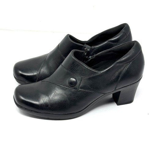 Scarpe mocassino Clarks pieghevoli tacco basso misura 8 5 pelle nera comode