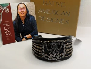 New  Vintage Carolyn Pollack by Fritz  Leather & Sterling Silver  Cuff Bracelet - Picture 1 of 12