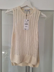ZARA Damen Strick Top cremeweiß ärmellos - Gr. L Neu! - Bild 1 von 5