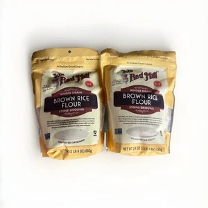 2 PACK! Bob's Red Mill Whole Grain Brown Rice Flour 24 oz Pkg - Picture 1 of 3
