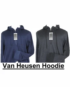 Van Heusen Performance Space Dye Fleece Quarter Zip Hoodie Regular Fit - Picture 1 of 11
