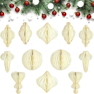 48 Pcs Christmas Paper Honeycomb Balls Party Pom Poms Special-Shaped Decorative - Picture 1 of 8