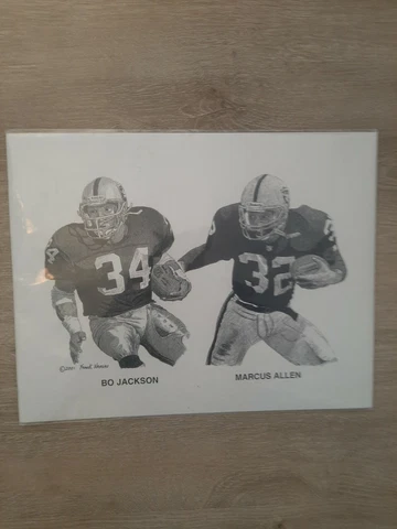 Vintage Bo Jackson Marcus Allen Oakland Raiders Print Rare NFL OG 2001 Poster 🏴 Cover