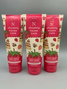Bath & Body Works crema corpo torta fragola libbra dimensioni complete 8 oz. Set di 3 #605 - Foto 1 di 1