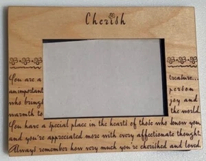 LaserCraft 6,5" x 8,5" gravierter CHERISH Foto-/Bilderrahmen Vintage Hartholz - Bild 1 von 2