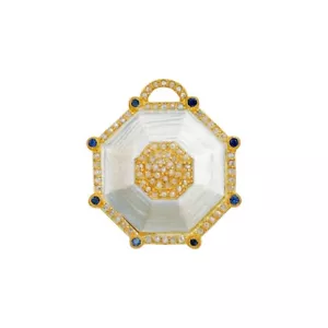 Esagonale Diamante Ciondolo 925 Argento Zaffiro Blu Grappolo Compleanno Regalo - Foto 1 di 2