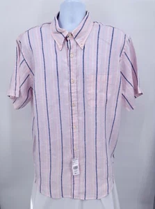 NWT Brooks Brothers Men's XL 100% Linen Regent Fit Shirt Pink Striped Button S/S - Picture 1 of 6