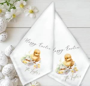 PERSONALISED Easter chick theme napkin, table wear, dinning gift, dinner napkin - Picture 1 of 2