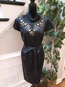 Alfani Women's Black Beaded Tie Waist V Neck Short Sleeve Knee Length Dress 18W - Picture 1 of 12