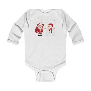 Festive Infant Long Sleeve Bodysuit, Christmas Baby Outfit, Holiday Gift, Santa - Picture 1 of 3