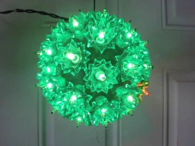 Vintage STARLIGHT SPHERE GREEN Lights Hanging  6 inch ball Christmas decor - Image 1 of 3