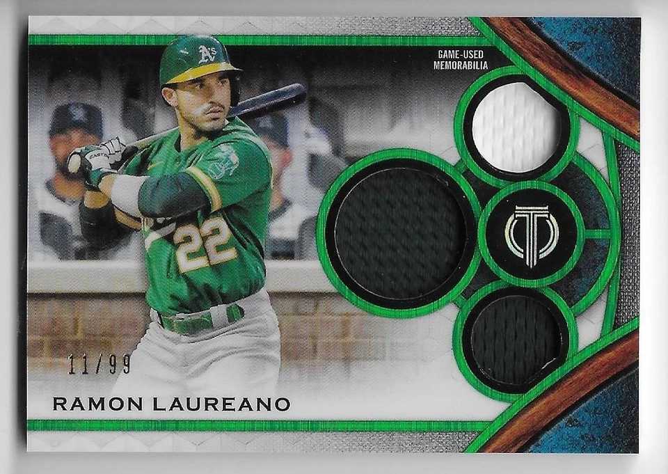 2021 TOPPS TRIBUTE TRIPLE RELICS GREEN PARALLEL #TTRRL Ramon Laureano #11/99 - Image 1 of 1