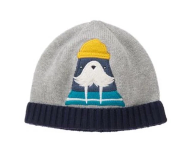 GYMBOREE Boys Nwt ANCHORS AWAY GRAY WALRUS SWEATER BEANIE HAT 12-24 M - Image 1 of 1
