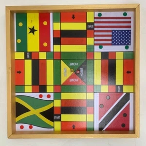 Handcrafted Resin Finished Ludi Board with Dice and Pieces, 24x24x2 inches - Picture 1 of 2