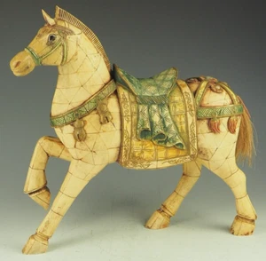Chinese Tessellated Bone Horse Sculpture - Picture 1 of 17