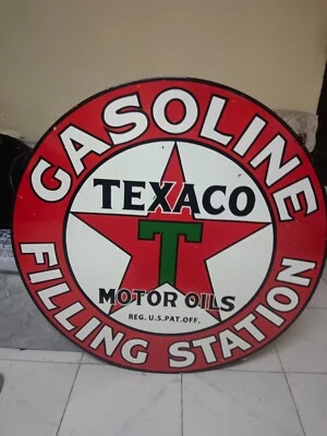 Texaco Filling  Oil Porcelain Enamel Heavy Metal Sign 42  Inches Double Sided - Image 1 of 4
