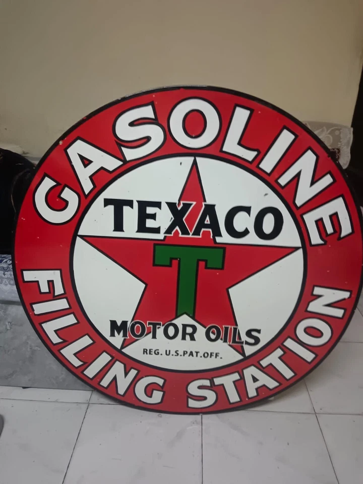 Texaco Filling  Oil Porcelain Enamel Heavy Metal Sign 42  Inches Double Sided - Image 1 of 4