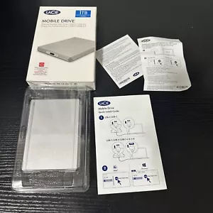 Seagate Lacie External Hard Drive 1 TB USB-C Portable HDD Hard Disk Silver - Picture 1 of 6