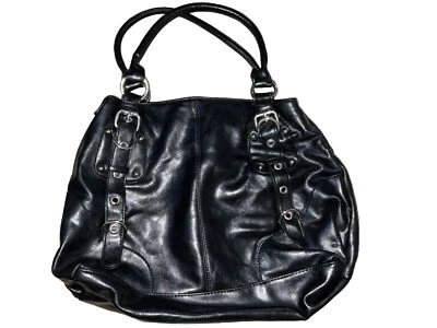 Alfred Dunner Damas Mujeres Negro Imitación Cuero Bolso de Mano Cartera con Plateado” Foto 1 de 3