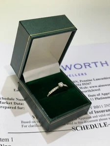 Platinum Diamond Solitaire Ring 0.42 CT with Documents & London HM - Picture 1 of 7