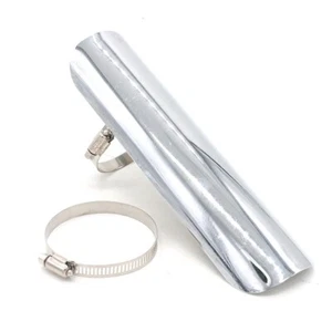 Chrome Exhaust Muffler Pipe Heat Shield Cover Heel Guard Motorcycle Old School - Picture 1 of 4