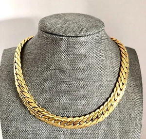 Collar estilo tejido enchapado en oro pesado vintage - Imagen 1 de 7