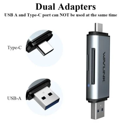 USB-C USB-A Lector de Tarjetas Grabadora Memoria Adaptador OTG Para SD SDXC SDHC MMC TF Micro Foto 1 de 4