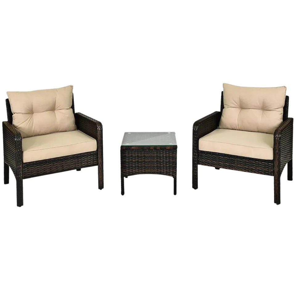 Costway HW63760 Sofa Set - Brown (3 Piece)