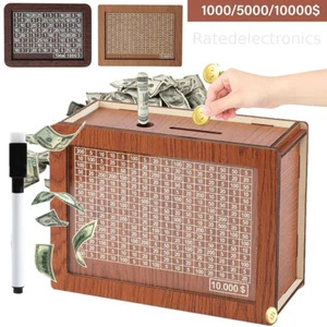Cash Vault Wooden Savings Box Cash Holder Saver Money Saving Box With Countdown - Picture 1 of 13