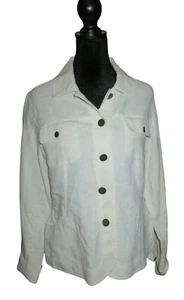 Charter Club White 100% Linen Button Up Jacket size Medium - Picture 1 of 7