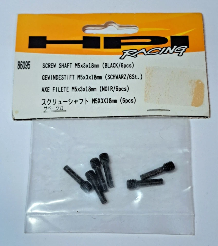 HPI Racing RC Original Replacement Part #86095 Screw Shaft M5x3mmx18mm 6pc NOS - Image 1 of 1