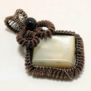 Handgefertigter Perlmutt Edelstein Drahtwicklung Kupfer Schmuck Anhänger 2,20... - Bild 1 von 7