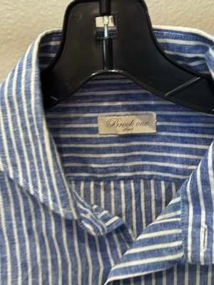 CAMISA MANGA LARGA Brook One Napoli Lino Rayas Mediana. M 16 x 34/35  Foto 1 de 4