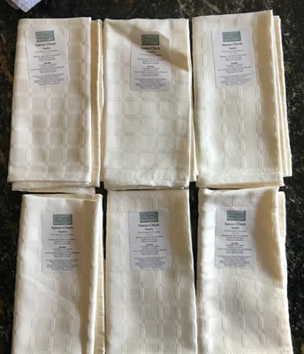 NEW JC Penney 6pc Sateen Check Napkins-Ivory- Cotton-Poly Blend 17” Square - Image 1 of 4