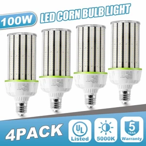4Pack LED Corn Light Bulb 100W 15000LM Outdoor Indoor Garage Shop Warehouse Lamp - Picture 1 of 13