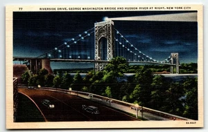 Postcard Riverside Drive George Washington Bridge Hudson River New York NY - Picture 1 of 2