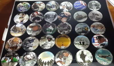 Lot of 30 Different  AAFES 25 cents Pogs - Image 1 of 2