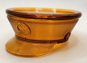 Vintage Paden City Glass Amber Glass Military Hat Cap Powder Box Trinket Dish - Picture 1 of 5