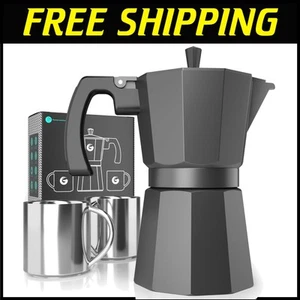 Portable Moka Pot with 2 Stainless-Steel Cups – Effortless Italian Espresso - Picture 1 of 9