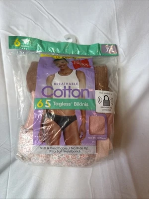 6-pack of Hanes Ultimate Women's Breathable Cotton Bikini Underwear Size Large - Image 1 of 2