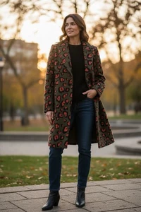 Leopard Apt 19 Jacke Mantel Grün Vintage - Bild 1 von 5