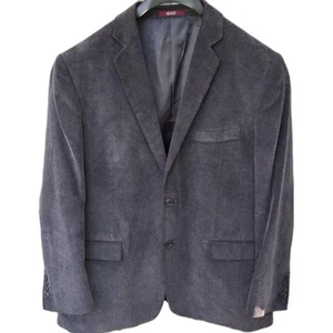 Adolfo Corduroy Blazer Mens Sz 48L DarkGray/Black Jacket Sport Coat Classic - Picture 1 of 19