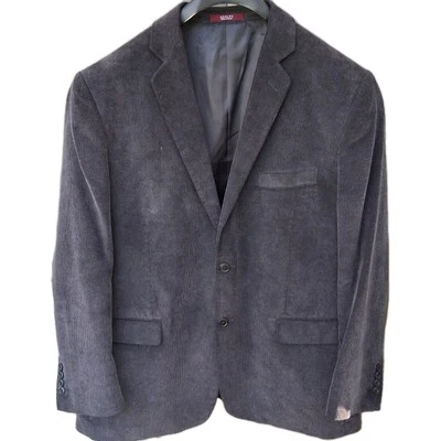 Adolfo Corduroy Blazer Mens Sz 48L DarkGray/Black Jacket Sport Coat Classic - Image 1 of 4
