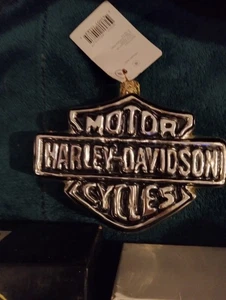 Christopher Radko Harley Davidson Bar and Shield Glass Ornament Retired 1998 - Picture 1 of 5