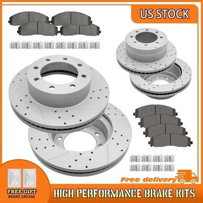 Pastillas rotores de freno delanteros traseros perforados para Ford F-250/F-350 Super Duty 2013-2022 Foto 1 de 4