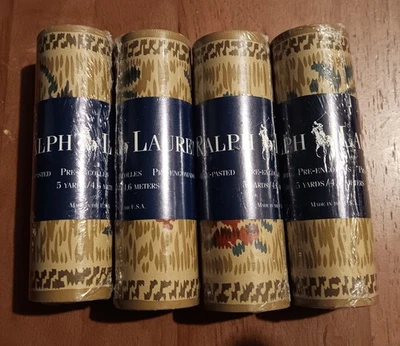 Ralph Lauren Pre-pasted Wallpaper Boarder LWP-11059W Run 1 Lot Of 4- 5 Yd Each  - Image 1 of 4